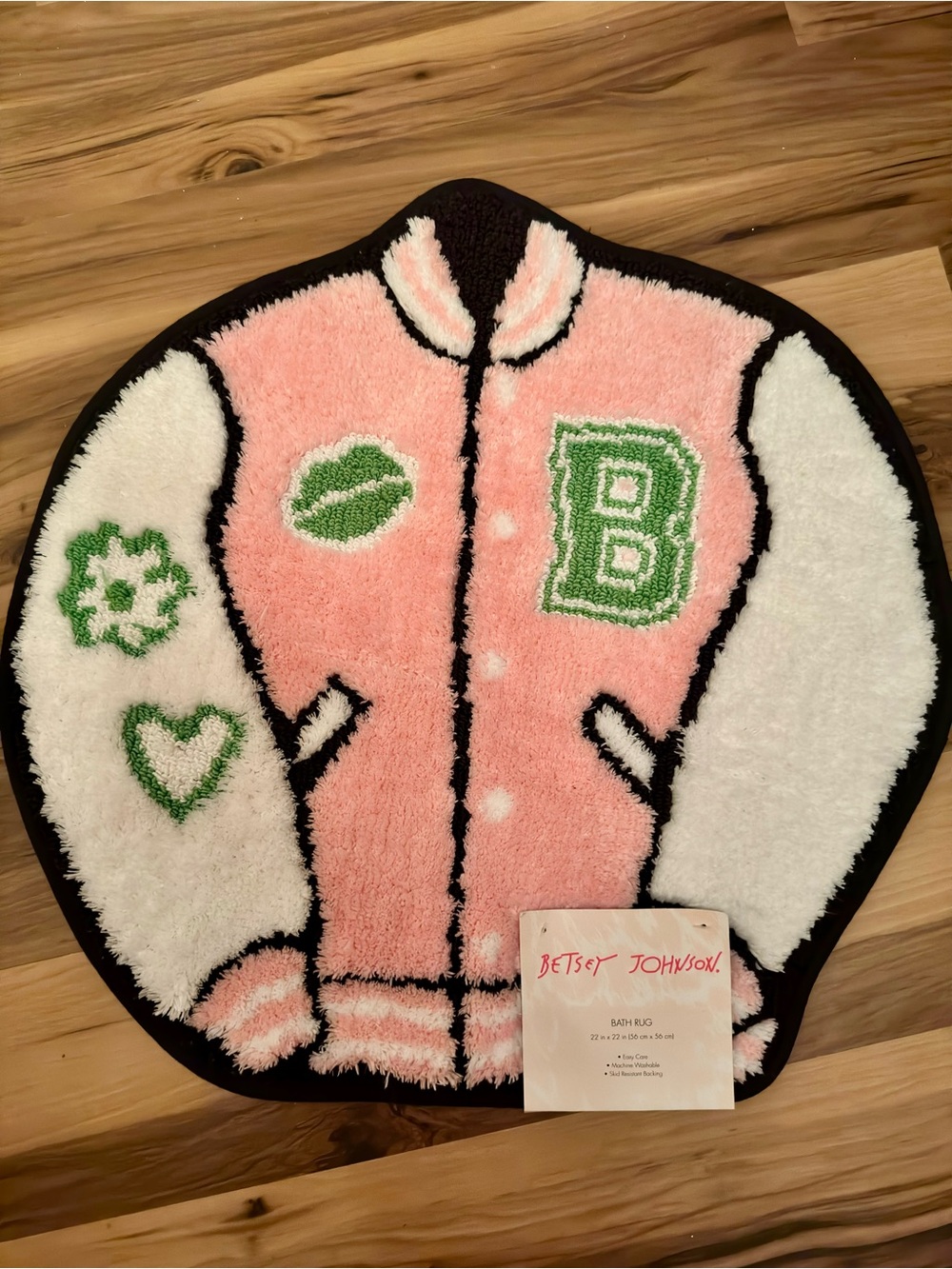 Betsey Johnson “Back to Campus” varsity Jacket shaped rug. NWT